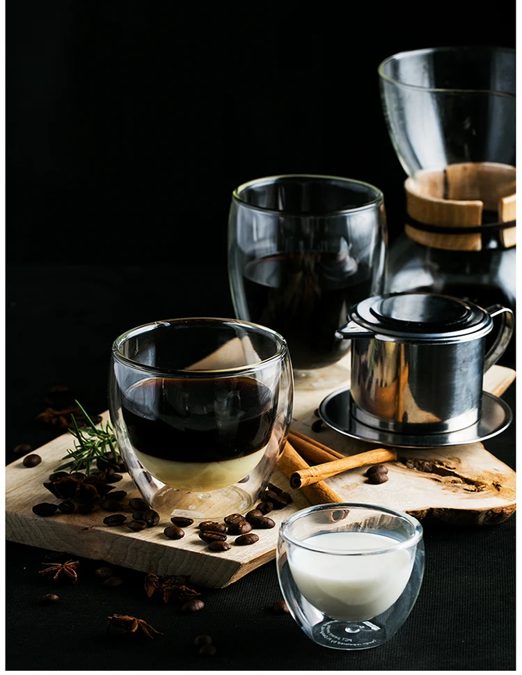 80/250/350 ML High Quality Classic Double Wall Glass Coffee Tea Cup, Glass Espresso Cup