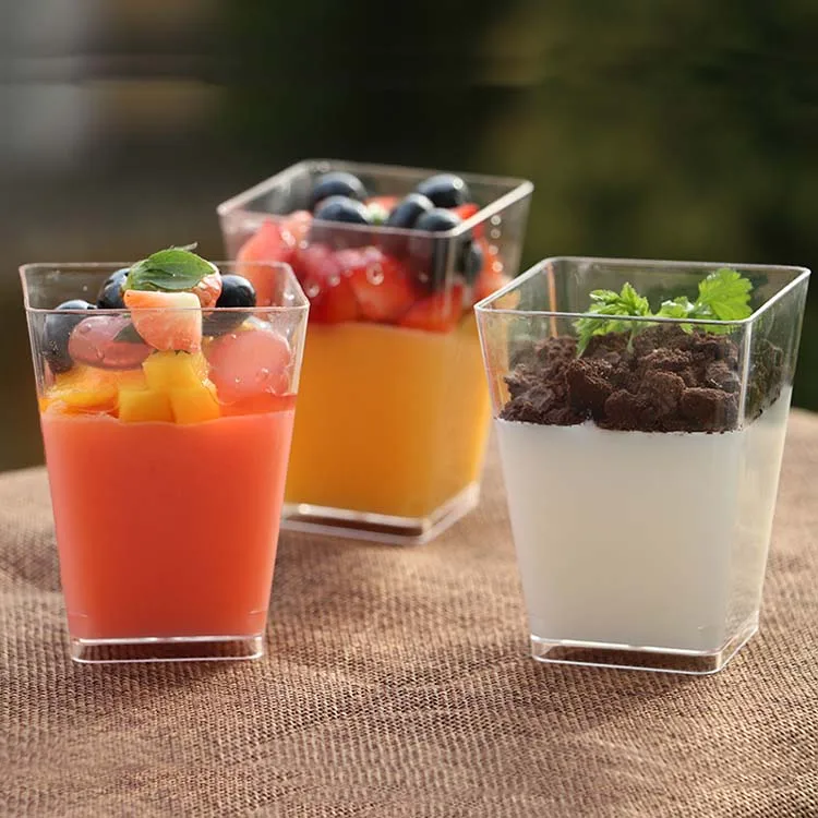 Hot Sale 5oz PS Clear Plastic Dessert Cup with Lid,Customizable Disposable Mousse Cake Plastic Cup Container