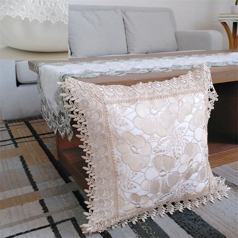 European Lace Embroidered Car Throw Pillow Covers Living Room Sofa Lace Embroidered Cushion Covers For Home Decor