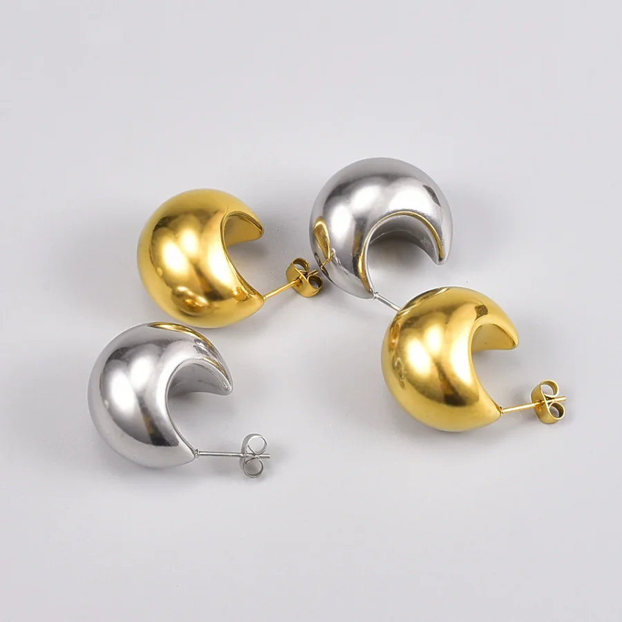 wholesale  chunky round  hoop 316 stainless steel earring jewelry18k gold plated hoop earring for women