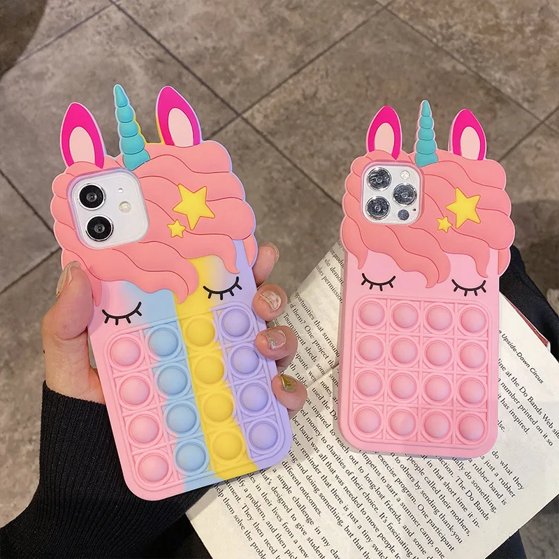 New arrival Silicone Cute Animal unicorn Design Phone case For iPhone 12 Pro max 11 13 X XS XR 6 7 8 Plus SE 2020