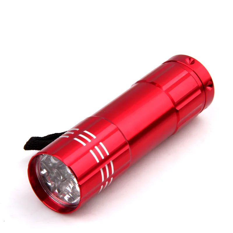 Цветной рекламный подарок из алюминиевого сплава 9LED фонарик с индивидуальным логотипом