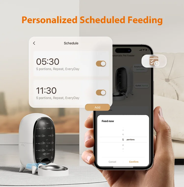 Smart Cat Food Dispenser With App Control And 10 Second Recorder 3L Capacity Automatic Cat Feeder