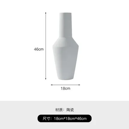 Modern Simple White Ceramic Vase for Luxury High-End Dried Flower Arrangement for Living Room Wall Decoration Elegant Ornaments