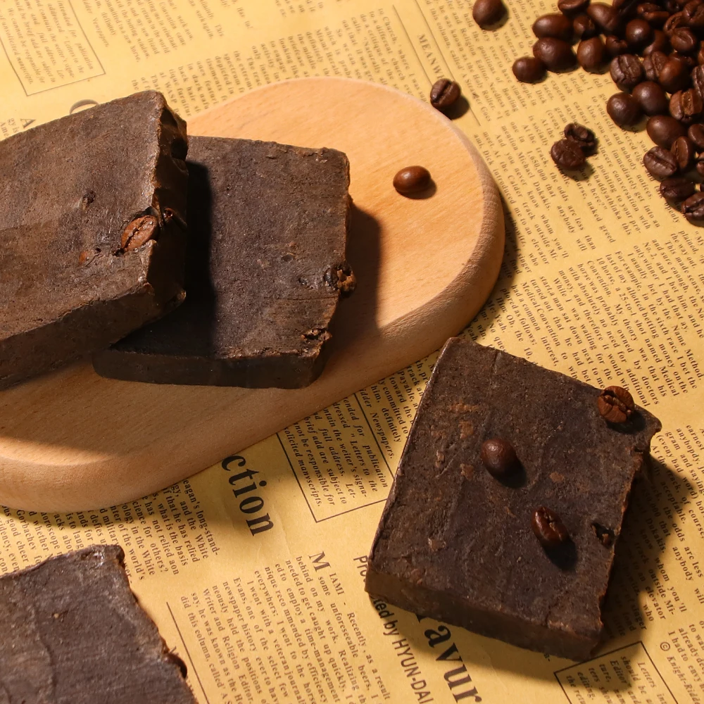 Wholesale Custom Logo Natural Cocoa face bar soap coffee Bean Black Soap Exfoliating Handmade Soap
