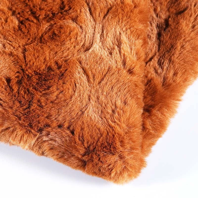 
Rose pattern Polyester knitted rabbit fur faux fur fabric trim 