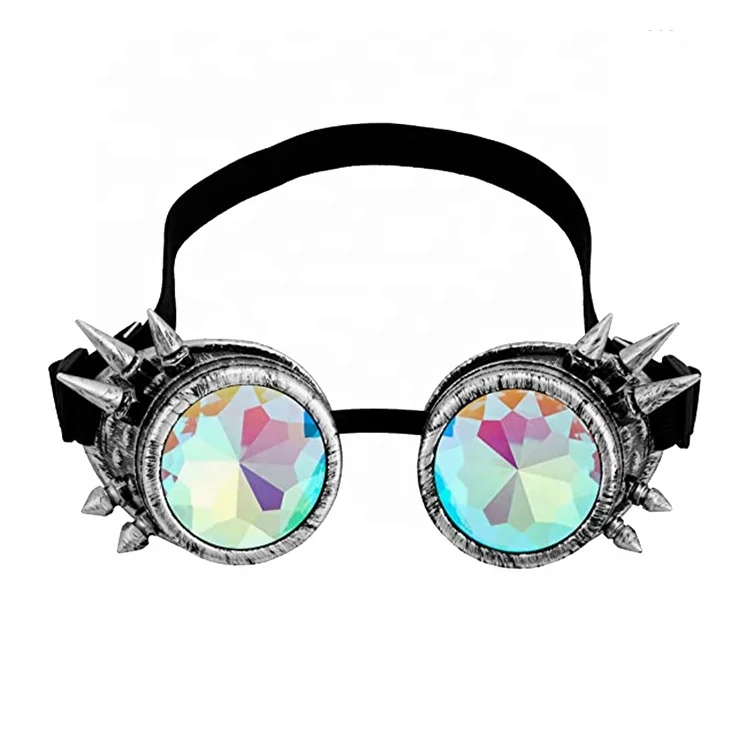 Wholesale Brass Steampunk Punk Gothic Sunglasses Cosplay Vintage Rivet Steampunk Goggle Kaleidoscope Glasses Retro Sunglasses