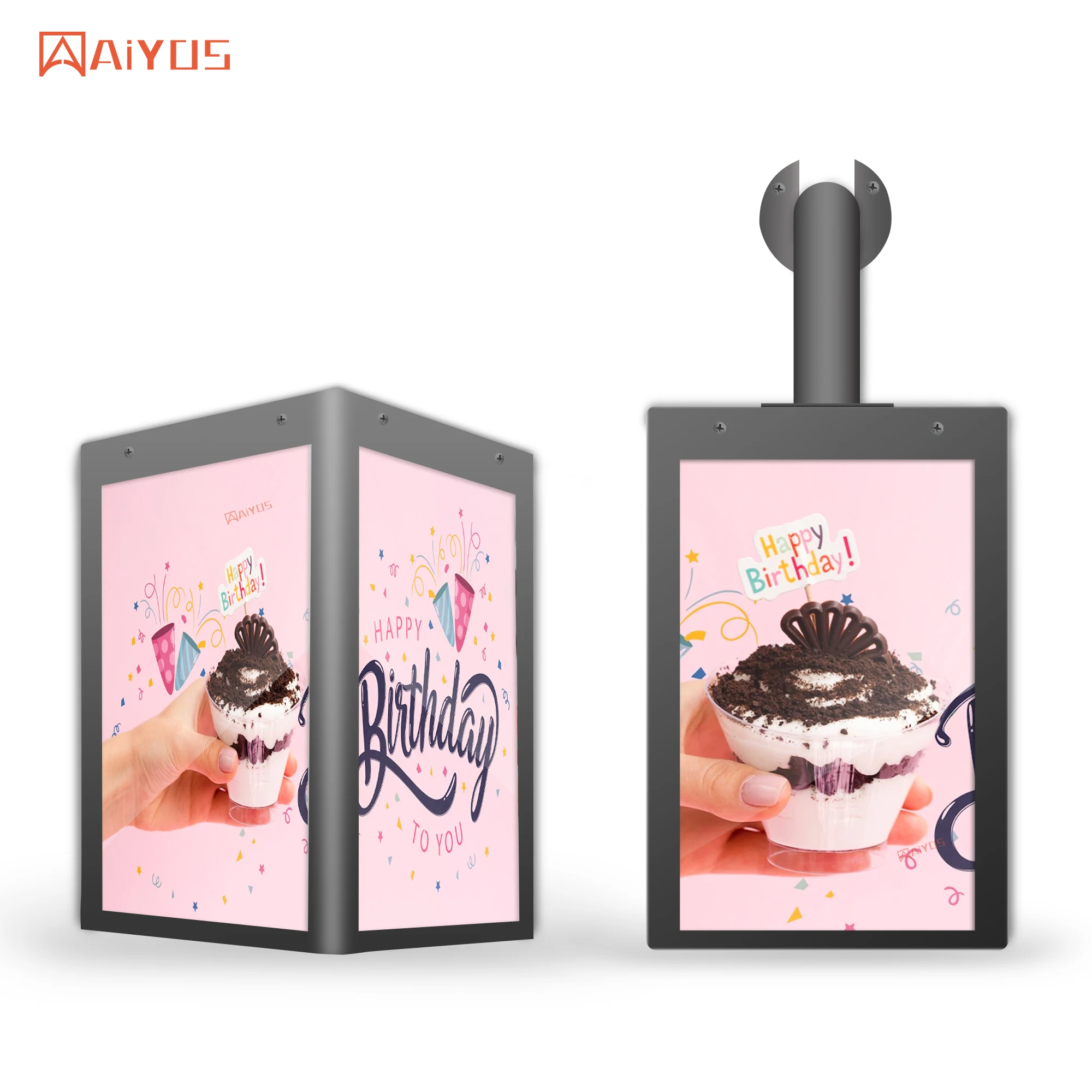 Aiyos PATENT NEW 10.1 Inch High Brightness 1000nits HD Screen Lanterns LCD Digital Signage 4 Sided Displays