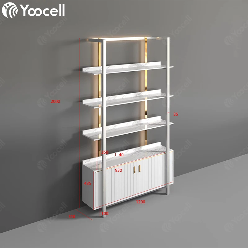 Yoocell Beauty Salon Furniture Hair Product Display Shelf Product Guangdong Nail Manicure Studio Shelves for Products