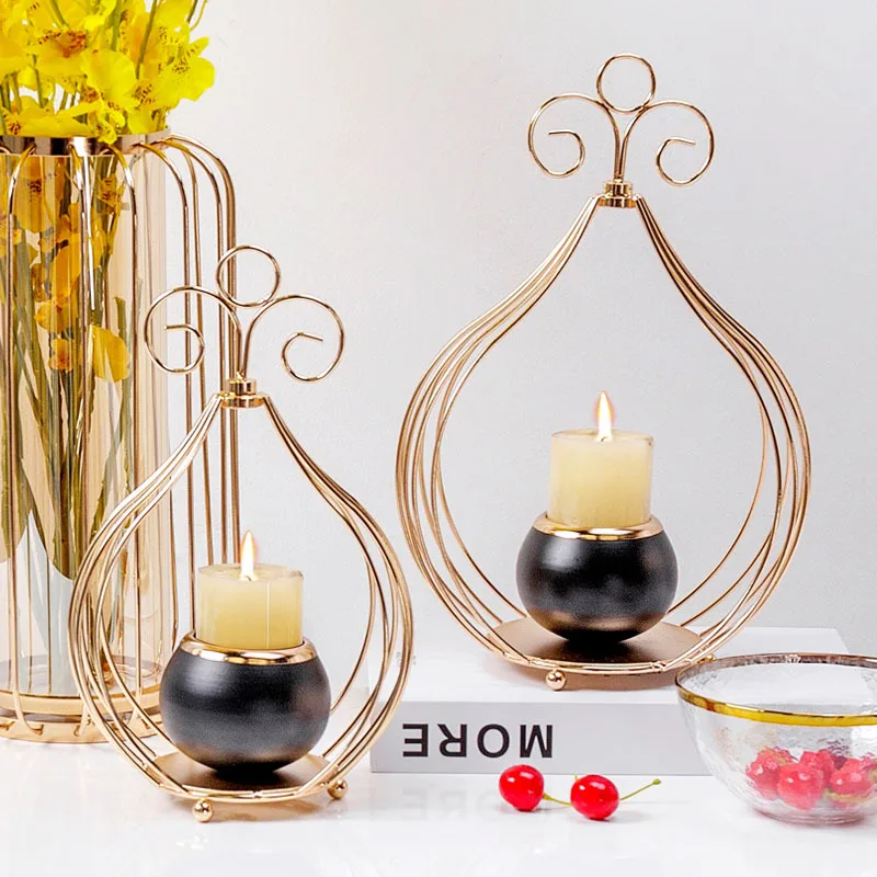 Modern golden candle holder insert metal holders candle home decor copper hotel decoration in stock