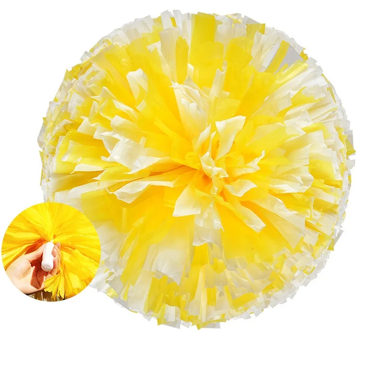 Dance Team Spirit Cheer Poms Shiny and Metallic Cheerleading Pom Poms with Handle for Girl Boy School Sports