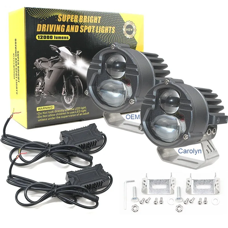 Carolyn High Low Beam Bi Led 3Inch Motorbike Motorcycle External Spotlight,Foglamp Auxillary Led Spotlight Dual Color Motorcycle