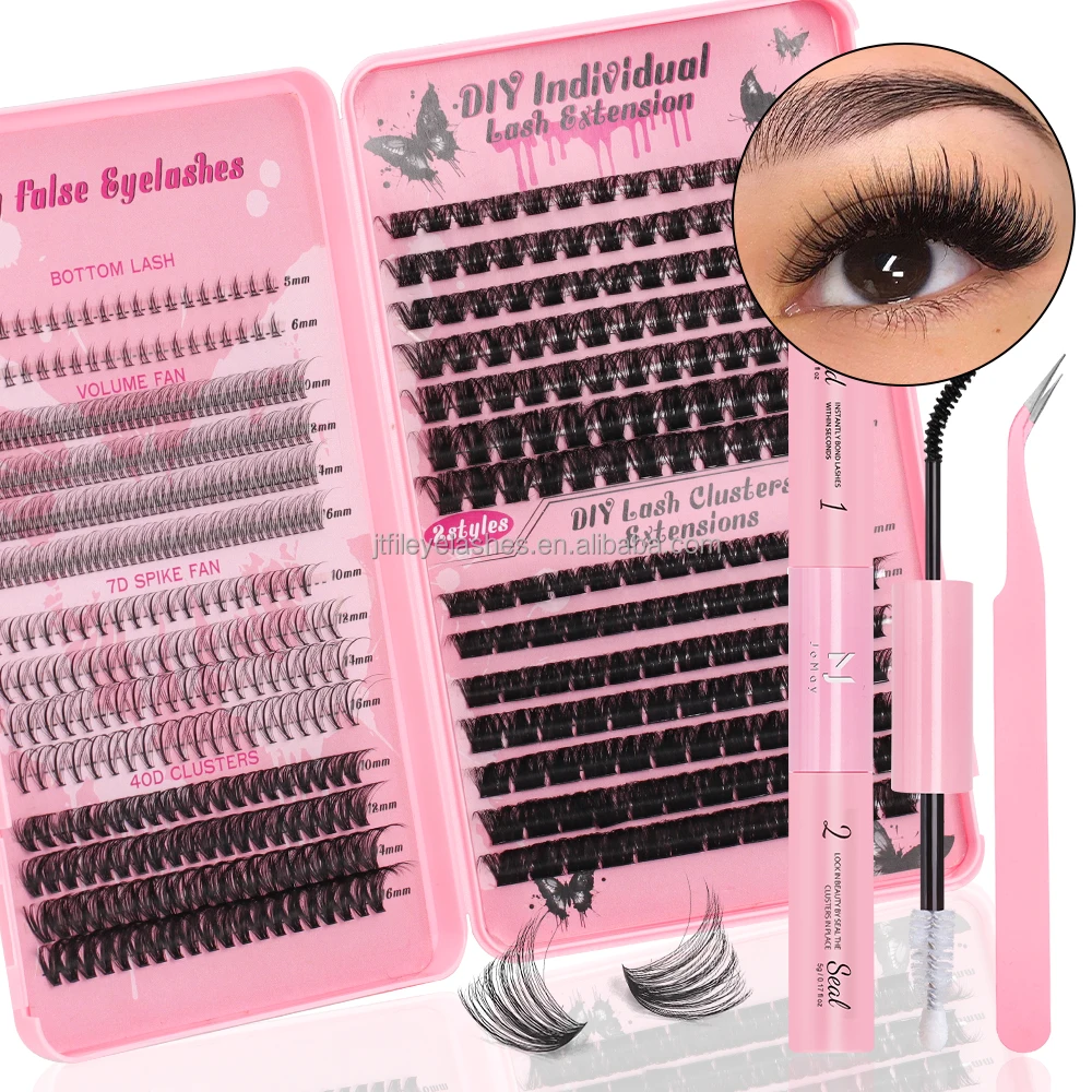 individual cluster lashes books  segment lash kit diy eyelash extensions private label lash clusters trays wholesale