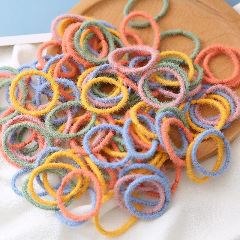 2021Hot selling 100pcs design fashion biodegradable hair ties high elastic rubber band hair band for girl