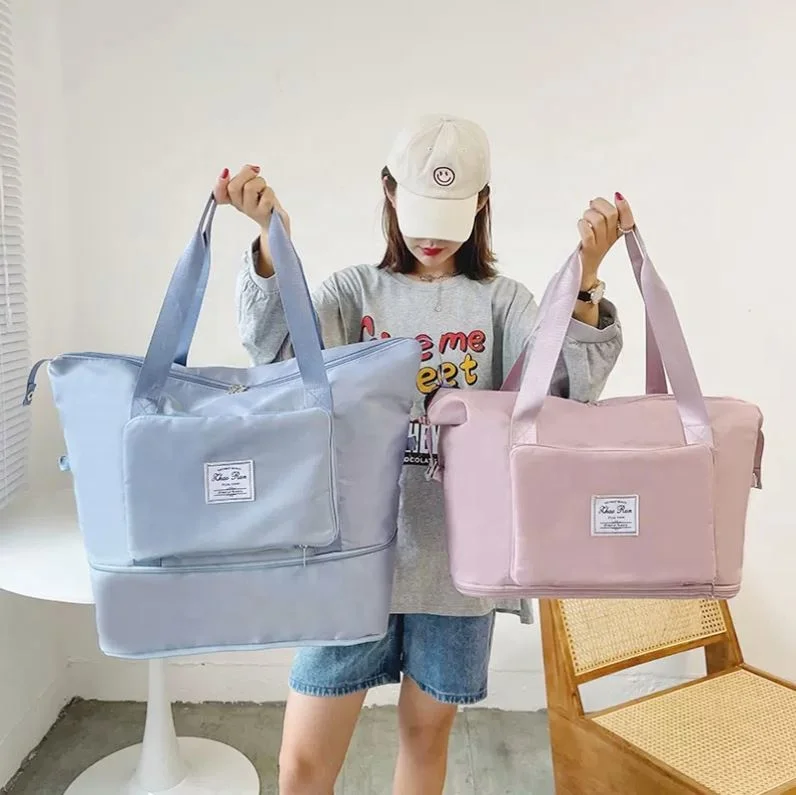 Top Seller Foldable Expandable Dry Wet Waterproof Duffel Bag Holdall Yoga Weekend Shoulder Gym Luggage Travel Tote Women