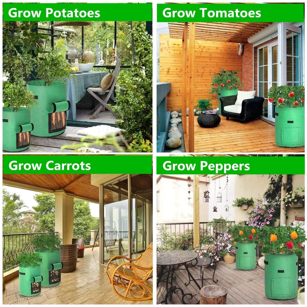 Thickened Heavy Duty Aeration Fabric Pots Non woven Fabric Root  Pots Plant Grow Bags with Handles