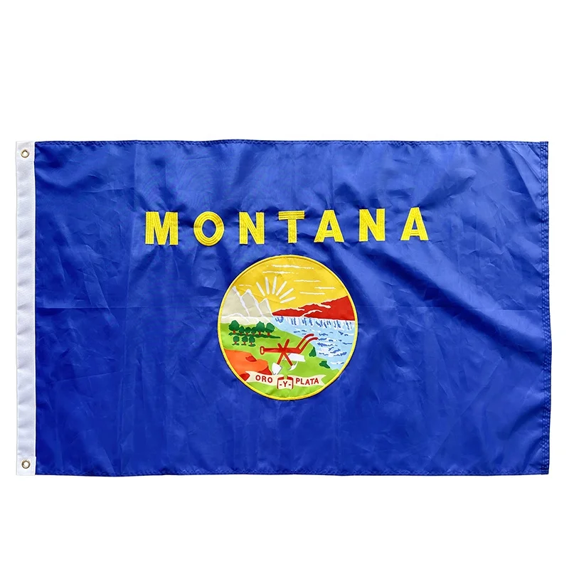 Wholesale Outdoor Heavy Duty Nylon Oxford Sewn Stripes Embroidered Stars USA Montana Flag 3X5 Ft American Flags