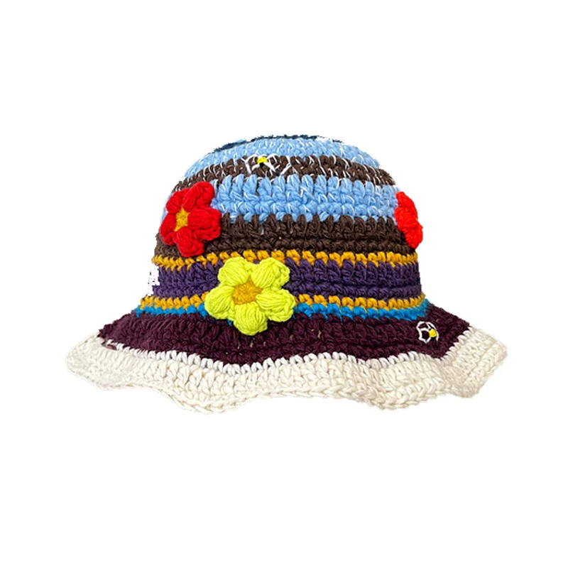 Crochet bucket hat knitted unisex cable knit  summer Bucket Hat sun protective hat