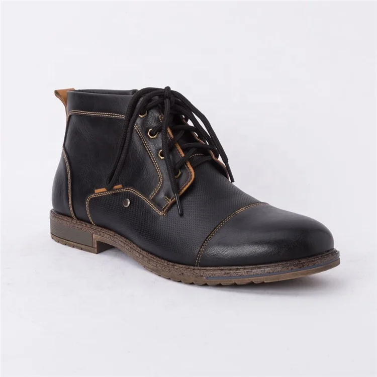 
Gentleman Lace Up Ankle Boots Winter Warm Work Shoes Hiking Boots Wear Resistant Mens Leather Boots 