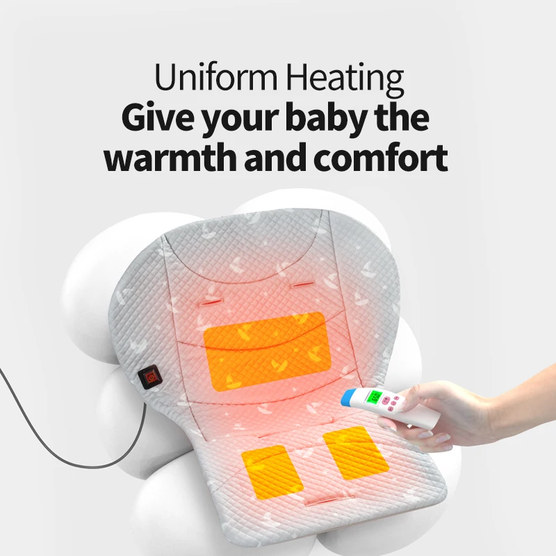 Universal Baby Stroller Heated Seat Cushion Winter Warm Portable Infant Stroller Seat Pad for Toddler Pushchair for Cold Weather