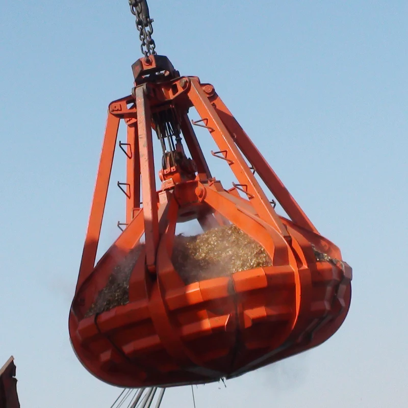 
Top-ranking factory quality assurance steel clam shell four ropes orange peel grab bucket rocks 