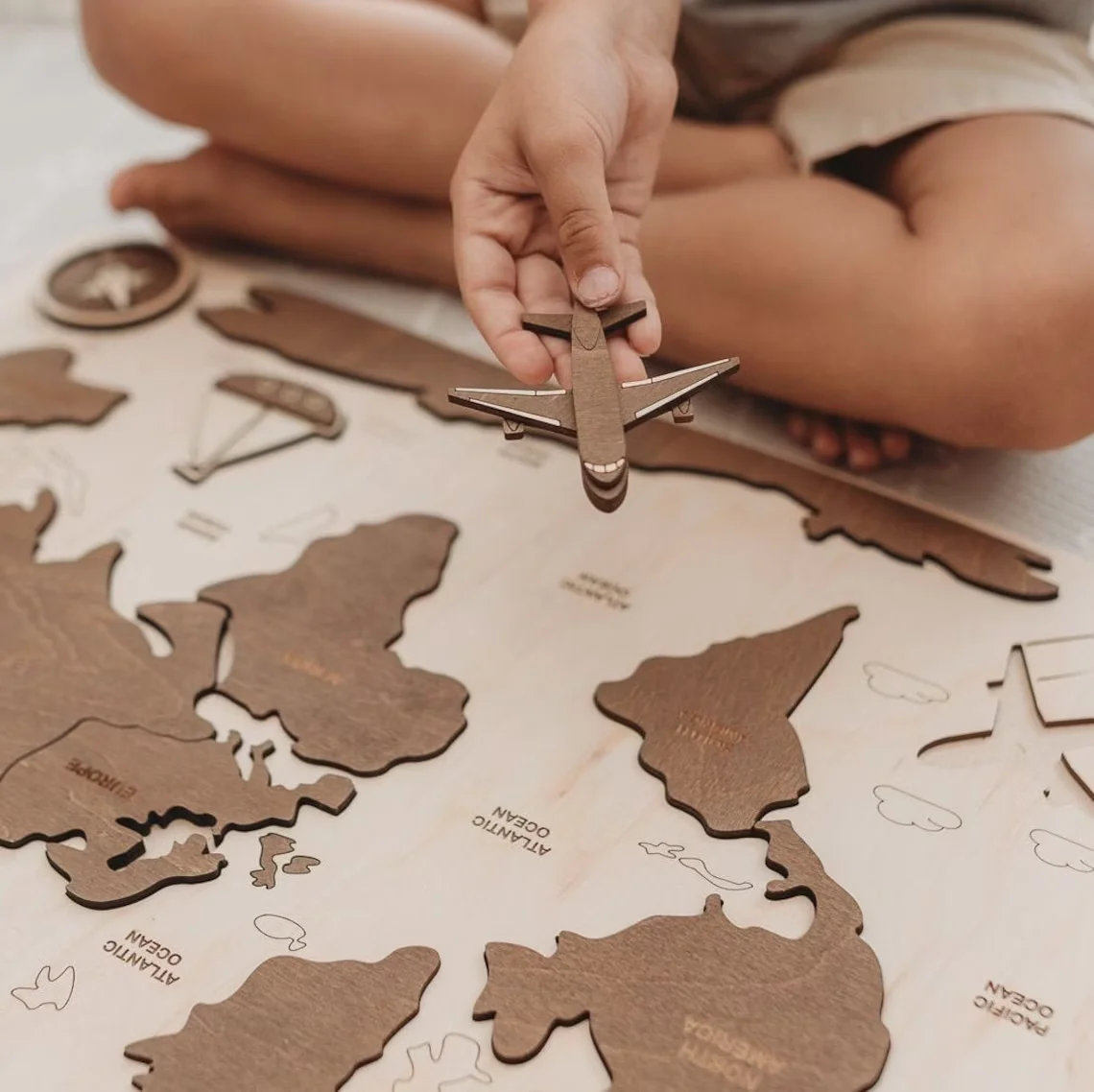 Chunlei OEM World Map Puzzle for Kids Wooden Puzzle Montessori Learning Toys