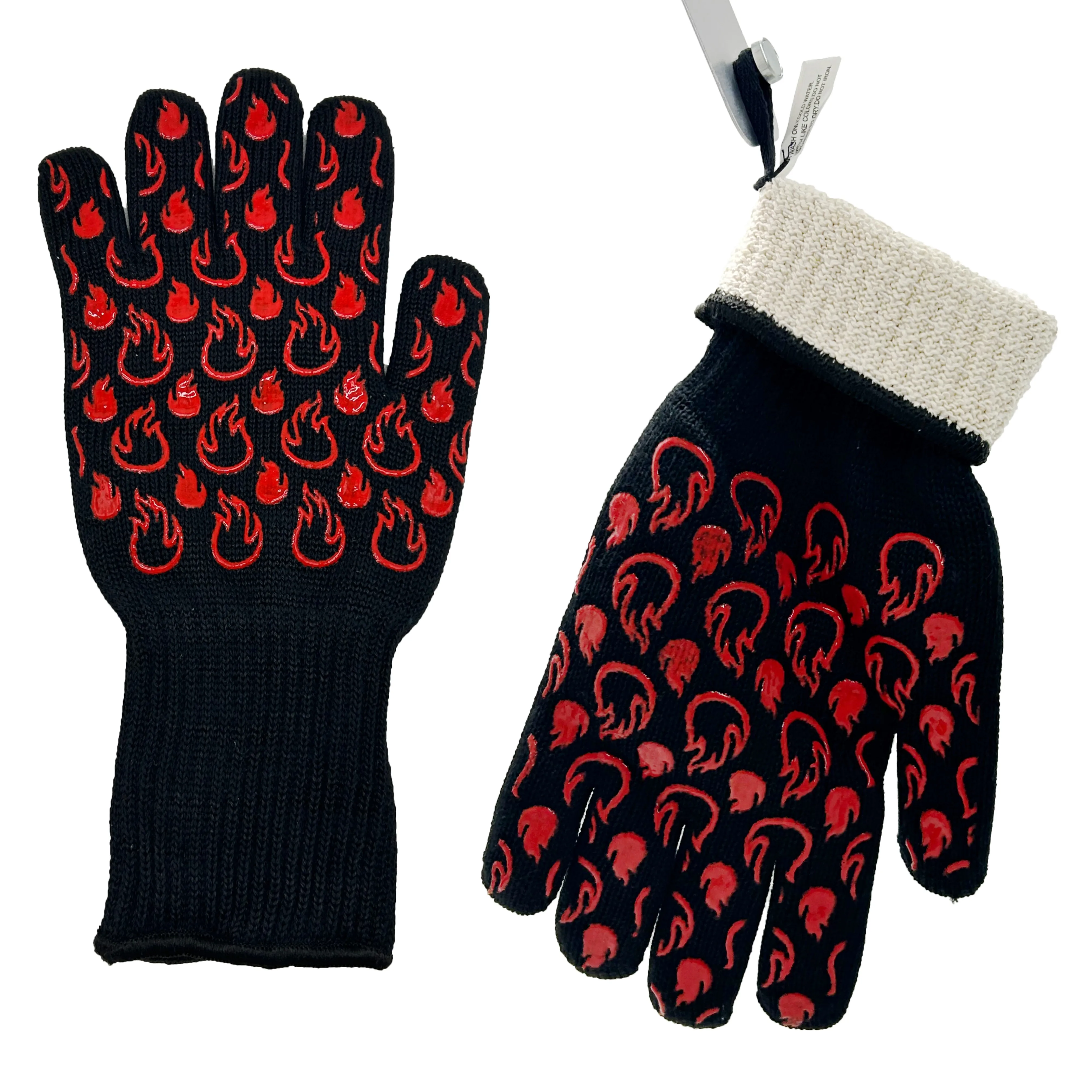 Oven Gloves with Silicone Dotted Non-slip Grilling Gloves Kitchen Accessories Heat Resistant BBQ Gloves with 5 Fingers