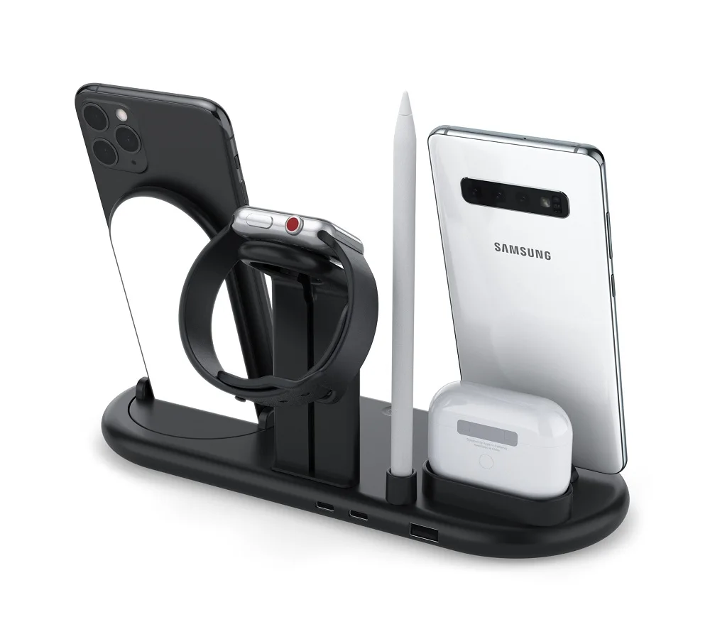 
7in1 multi function Qi Wireless Charging Station Stand for Android phone/iPhone/iWatch/Airpods/Apple Pen charger 
