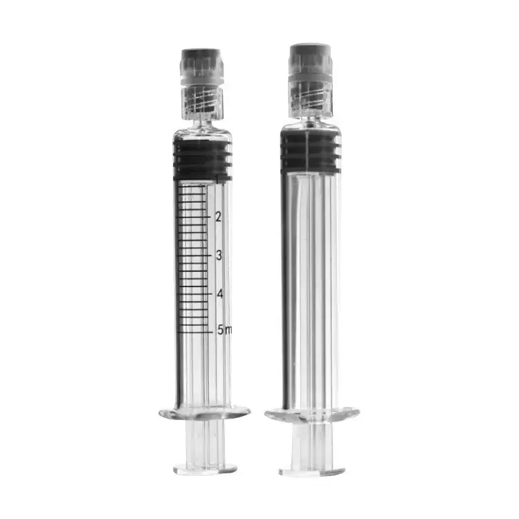 High Quality Disposable Transparent Syringe Backstop High Borosilicate Glass 10ml 5ml Glass Syringe Injection With Luer Lock