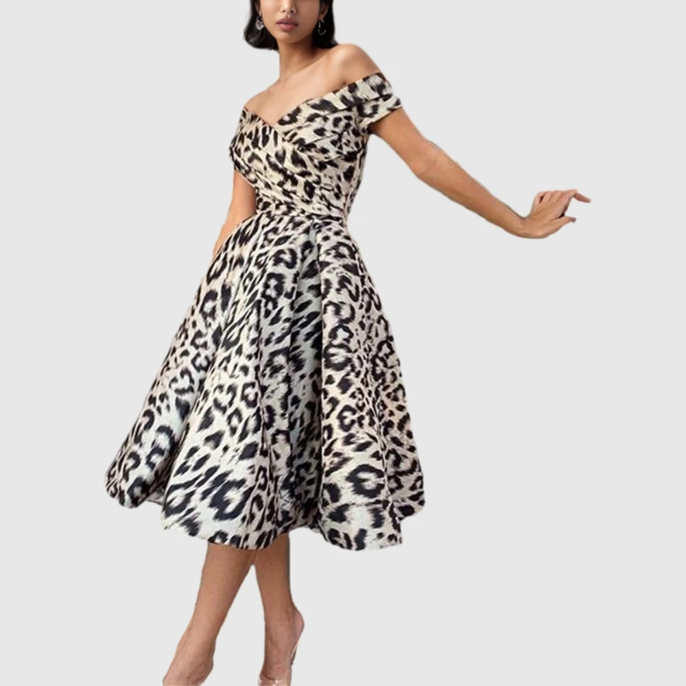 10729-MX73 print loose pleated off shoulder elastic waist evening girls dresses sehe fashion