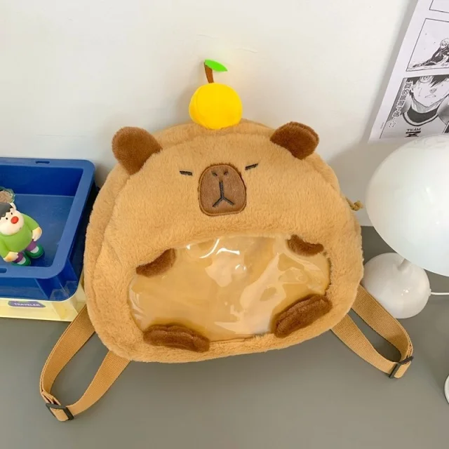 Топ модная сумка на заказ плюшевая Capibara Kawaii Ita с прозрачным окном для булавок