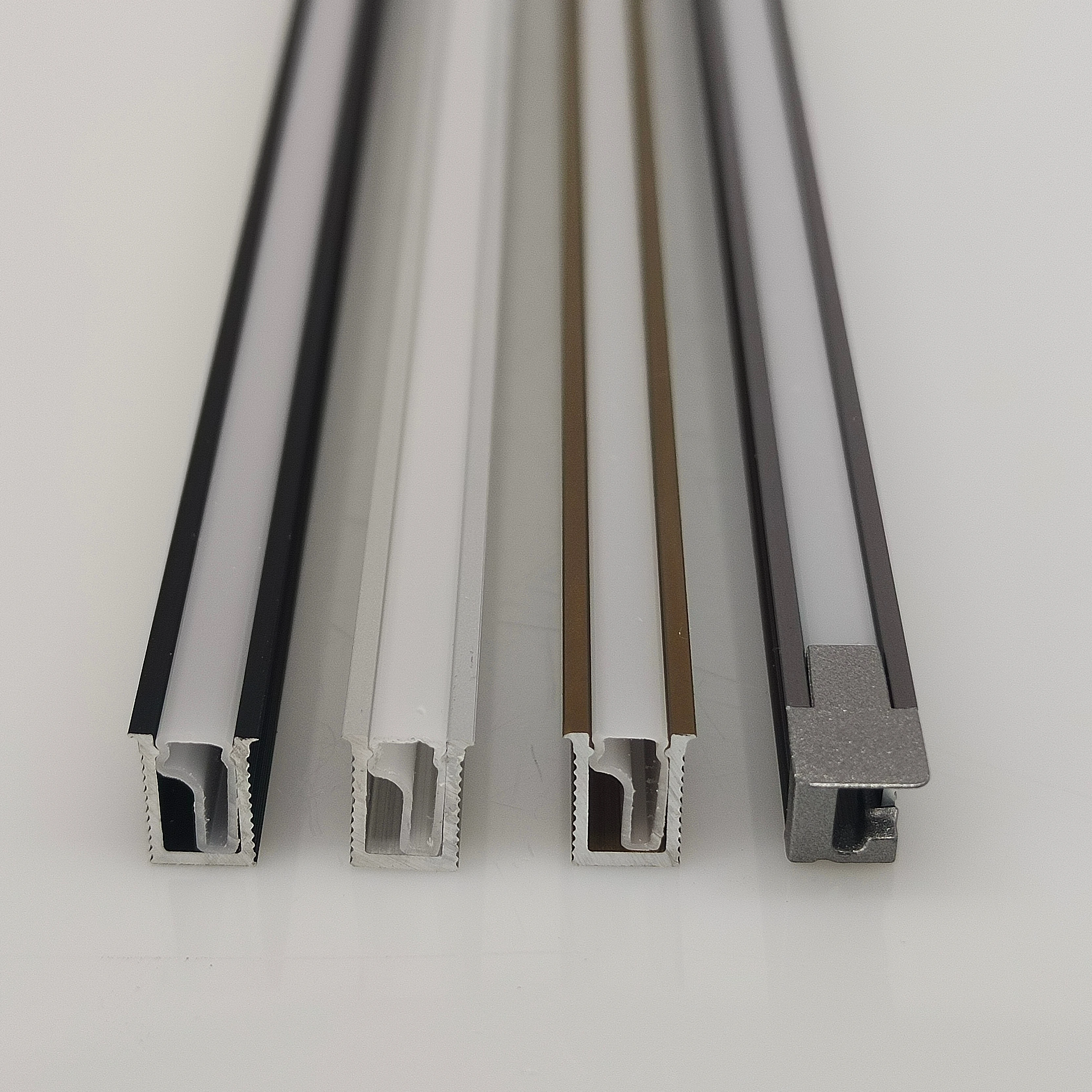 Slim W5.7*H8.9mm Aluminum LED Light Channel With Slot Recessed Installation Include Silicone Diffuser Cabinet Lighting