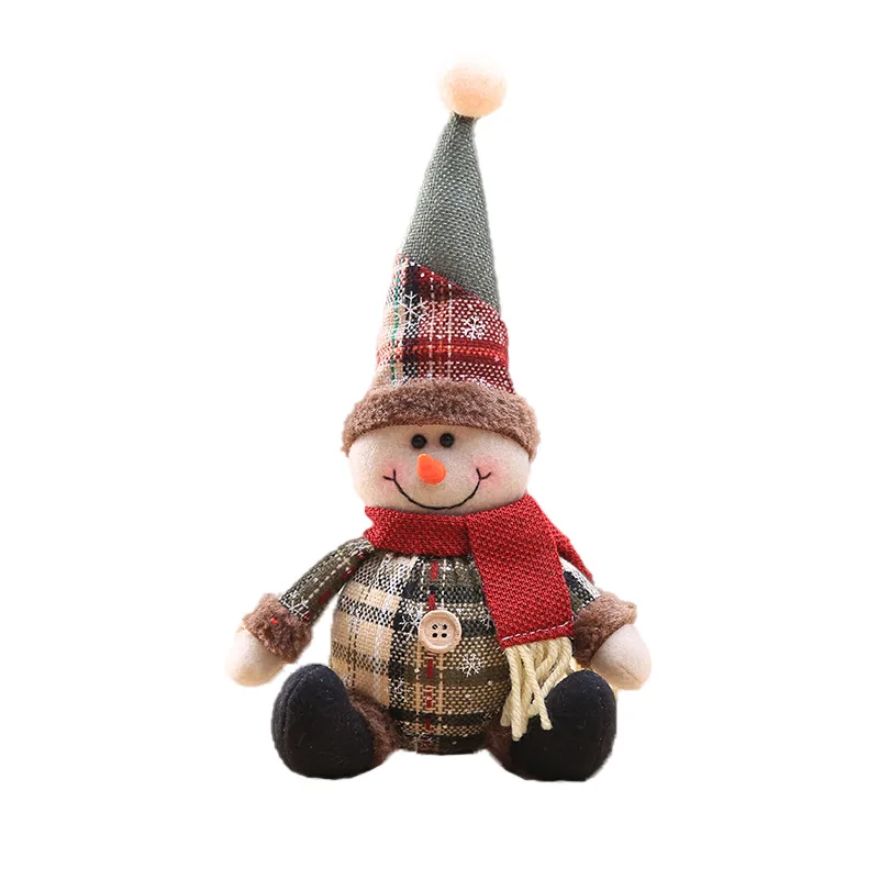 Sinyoo Christmas Tree Ornaments Cartoon Doll Snowflake Plaid Cloth Doll Christmas Tree Ornaments