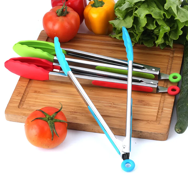 Kitchen Lengthen Size 12' 14' 16' BBQ Tongs Silicone Food Grade BBQ Tools