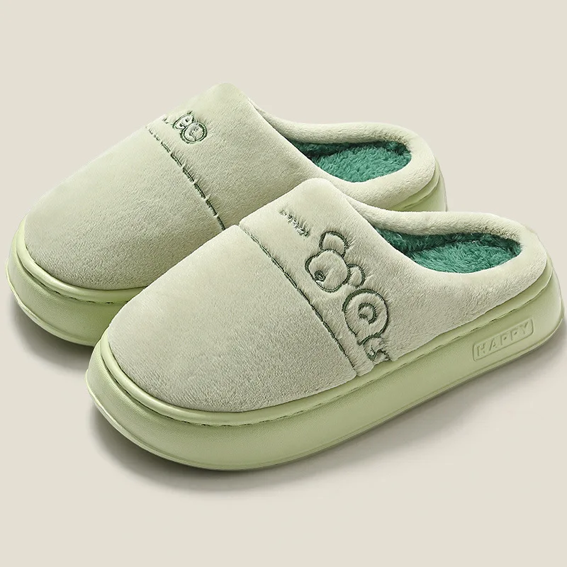Customized spot wholesale women men winter plush fleece thick sole home warm indoor outdoor slipper comfortable hotel Homestay