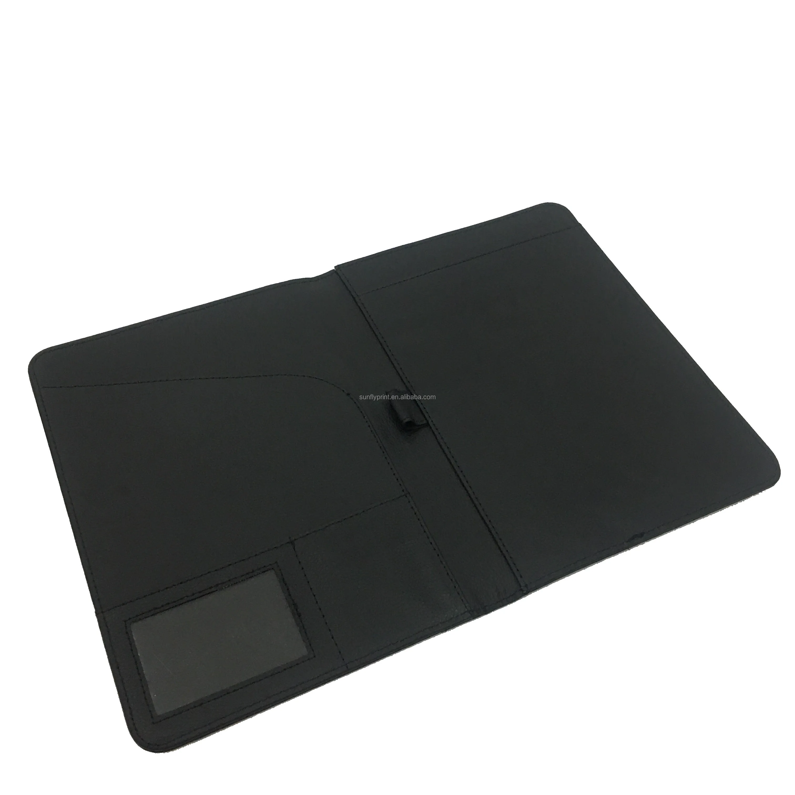 Black A4 Executive Conference Folder Portfolio PU Leather Document  Multifunction Office File Folder Customize Logo Printing
