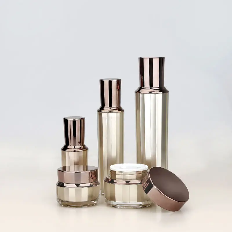 Factory Price Acrylic Lotion Luxury White Serum Matte Pp Silver Pump Airless Jar Airless Pump Bottle