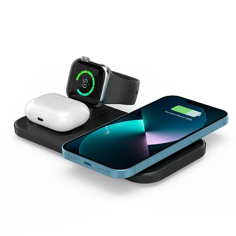 For Iphone 14 13 12 For iWatch 3 in 1 15W Desktop Fast Charge Remove Home Office Universal Portable Qi Fast Wireless Charger