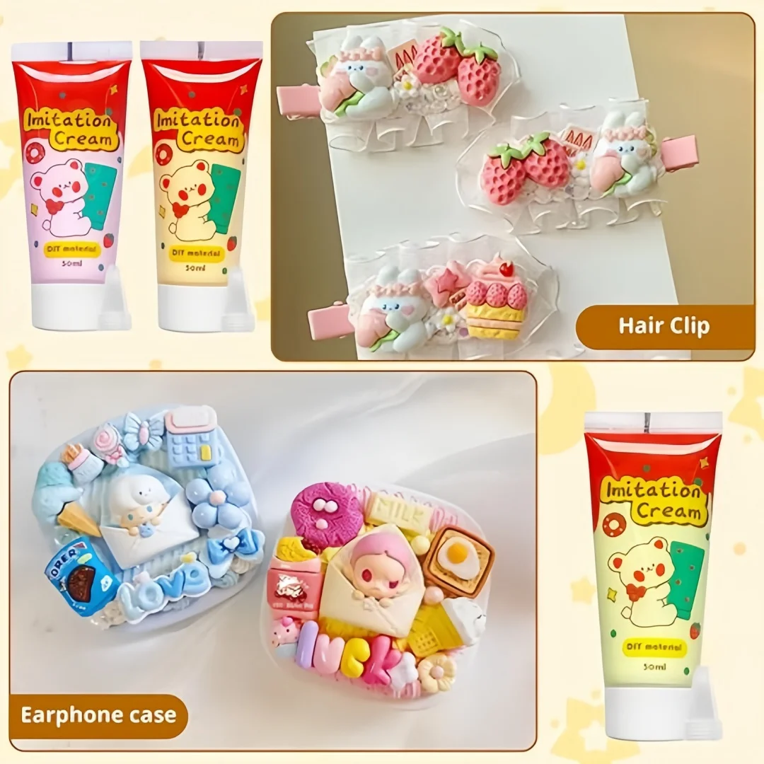 50ml Simulation Cream Adhesive Gel DIY  Whipped Cake Glue Handmade Phone Case Mirror Jewelry Accessories Playdough Slime