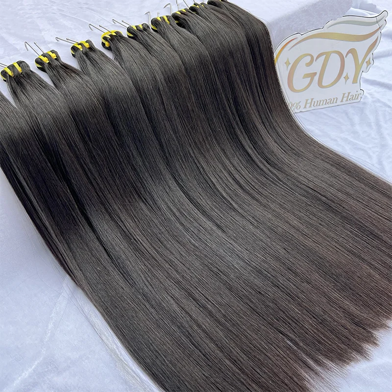 GDY Bulk Vendor Milk Virgin Human Hair Bundle Indian Double Drawn Weft unprocessed Raw Hair Extension Virgin Hair Bundles