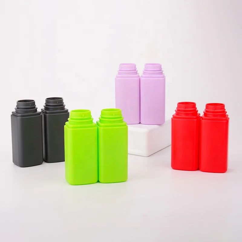 Plastic Color 50gr 100ml Baby Powder Hair Growth Use Feet Powder Loose Powder Bottle Packaging Square HDPE Bottle with Cover