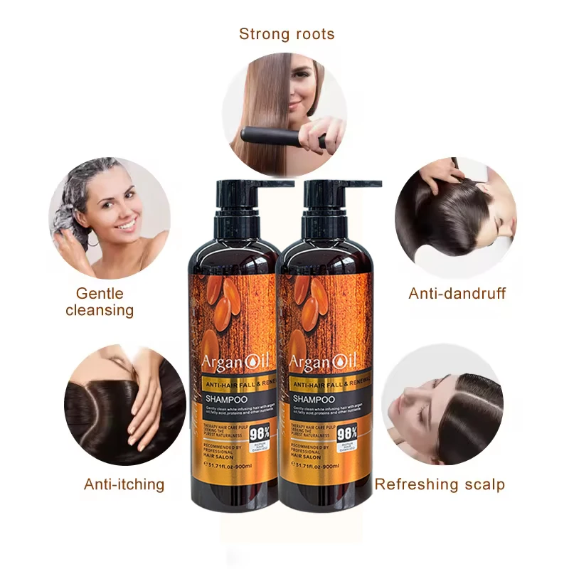 900ml large capacity Professional Salon Argan Oil shampoo Removing dandruff and nourishing Care for hair health