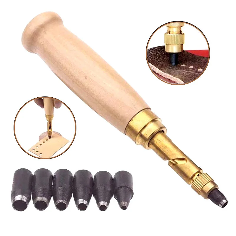 Automatic Belts Punch Replaceable Mute Rotary Punching Punchers Leather Punch Craft Tool Leather Tool Hole Punch Screw Drill Tip