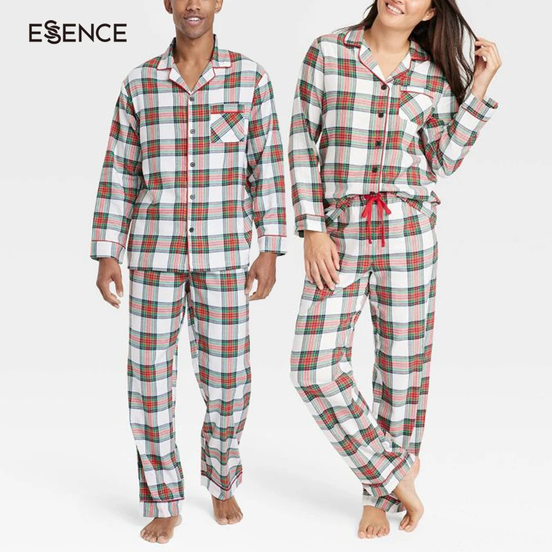 Tartan Plaid Couple  Matching Pajamas Valentines Day His And Hers Pajamas Set for Men and Women