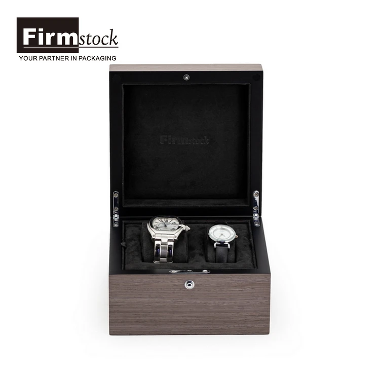 Wooden Luxury Couple 2 slots Watchs And Accessories Custom Uniqe Wrist Gift Mdf Pocket Wood Watch Box