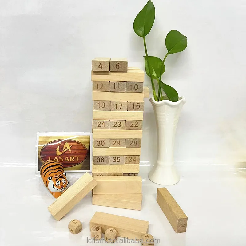 New Arrival Colorful Stacking Block Wooden Tumbling Tower Game For Kids