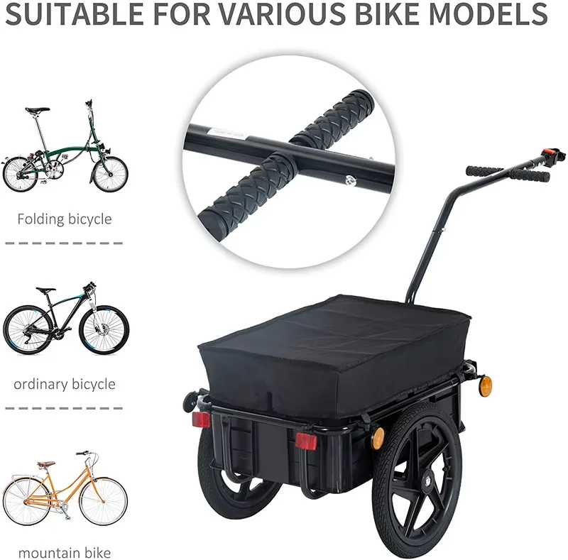 Hot Sale heavy Duty Garden Wagon Large Capacity Metal Frame Bicycle Cargo Trailer