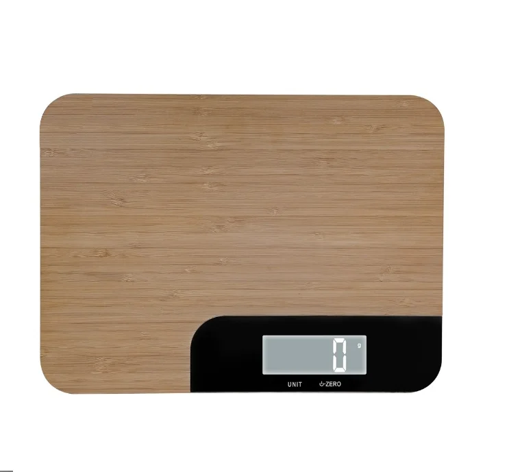 Eco- friendly Wood Bamboo Digital Rectangle Flat Scale 15KG/33lb  Big Capacity Kitchen Food Weight Scale