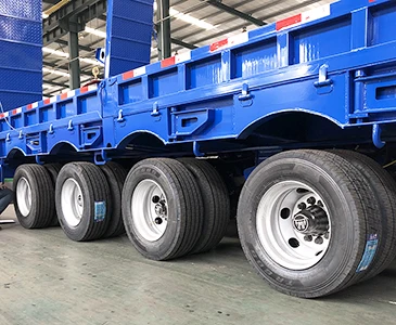 Rear Loading Low Bed Flatbed Lowboy Semi Trailer Three Axles 60T Steel Panda Truck Trailers 10 / 10 / 10 Semi-trailer Spring