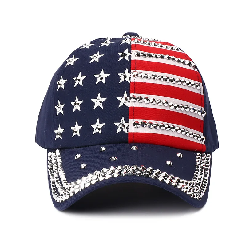 2024 American Election flag rhinestone stud rivets baseball cap hat